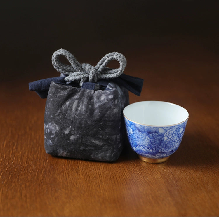 Gohobi Dyed Fabric Teaware Storage Travel Bag Shifuku
