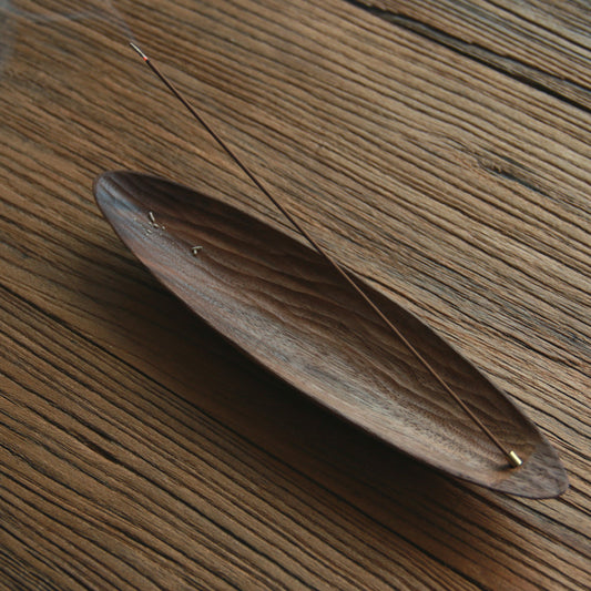 Gohobi Black Walnut Boat-Shaped Incense Holder