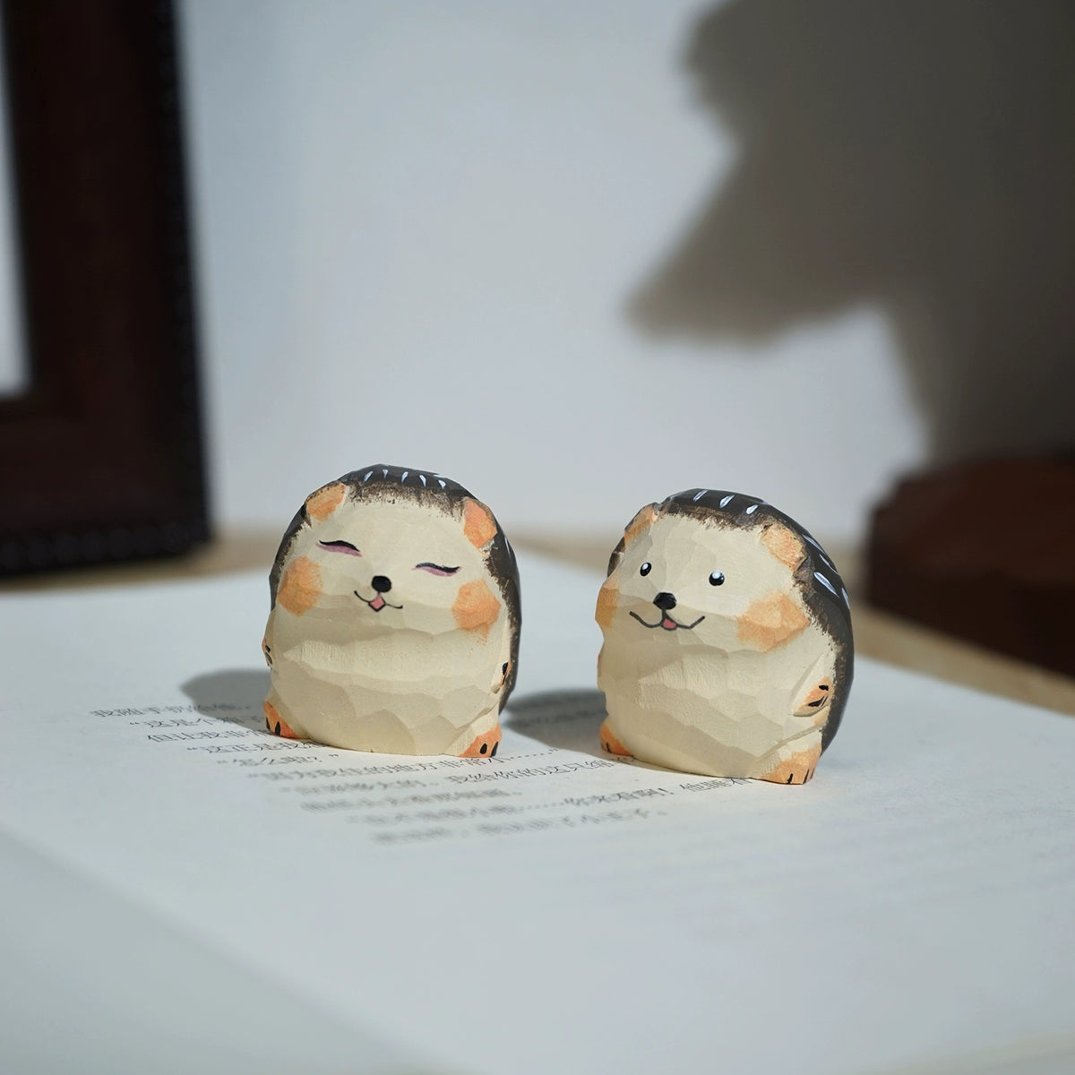 Gohobi Hand-Carved Mini Hedgehog Figurine