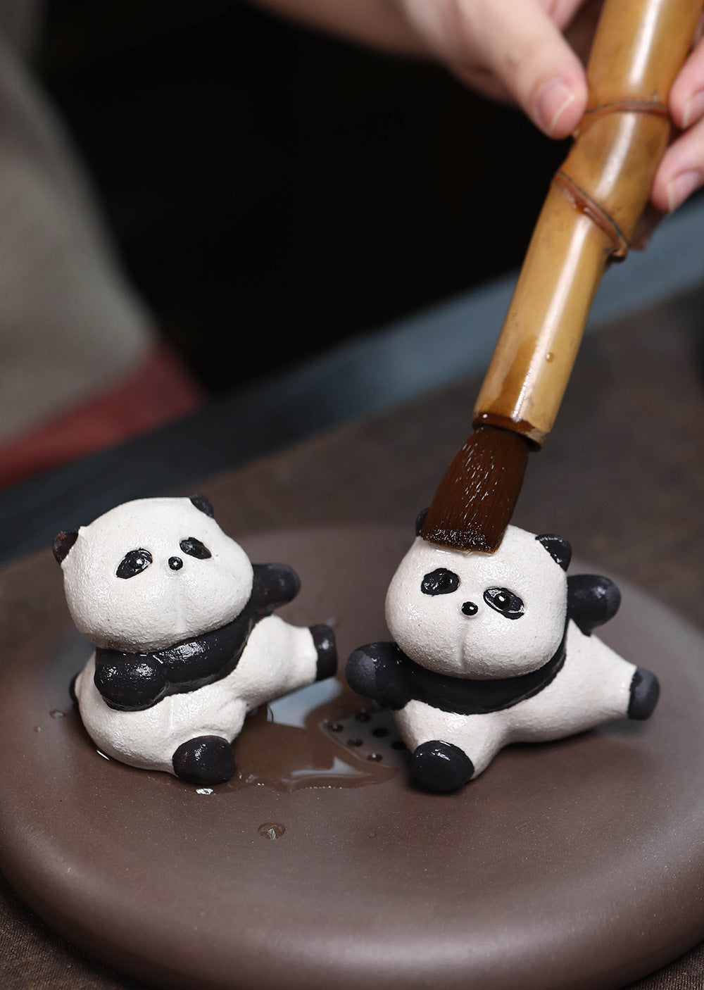 Gohobi fait à la main en céramique YiXing argile Gongfu Panda ornement thé animal de compagnie