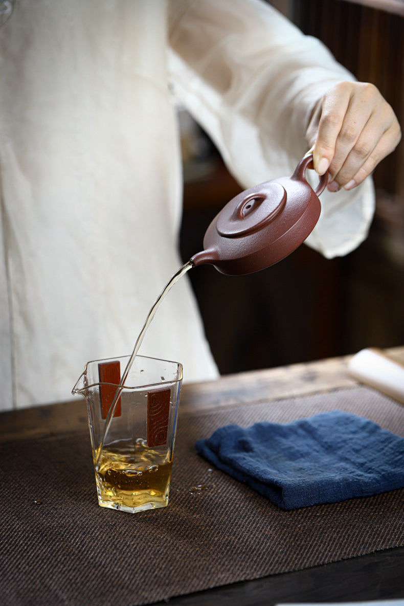 Gohobi Handmade Yixing Zisha Sandy Purple Clay Teapot – 90ml Handmade Original Ore Jiangpo Clay Bowl-Shaped Thin Body Teapot with Built-in Filter, Small Gongfu Teaware