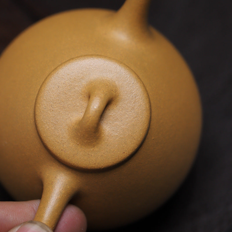 Gohobi Handmade Yixing Yellow Zisha Clay Teapot – 140ml Original Ore Huangjin Duan (Golden Duan) Clay Shih Piao Teapot, Thin-Walled Gongfu Purple Clay Teaware