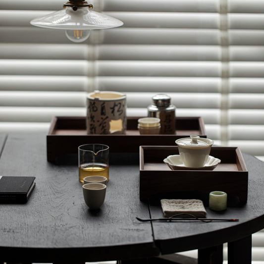 Gohobi Japanese-style Wabi-Sabi Walnut Serving Tray 010