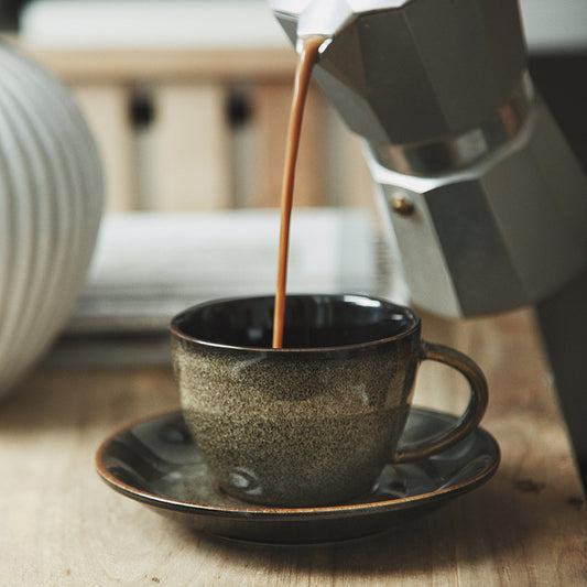 Gohobi Vintage Kiln-Change Ceramic Coffee Cup and Saucer Set