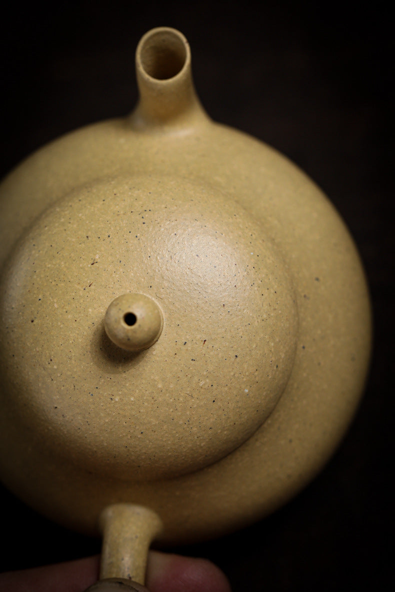 Gohobi Handmade Yixing Green Zisha Clay Junde Teapot – 110ml “Ben Lü” Clay Gongfu Teapot with Inner Push Hole, Thin-Walled Design for Chaozhou Brewing