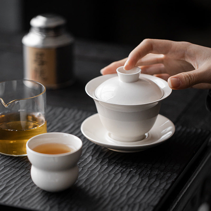 Gohobi Handmade Grass Ash Glaze Sancai Gaiwan
