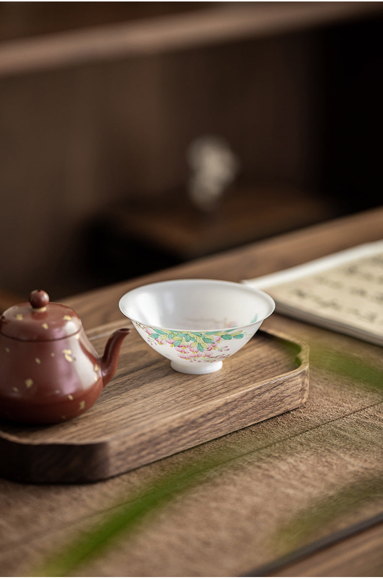 Gohobi Hand-painted Jade White Floral Porcelain Tea Cup