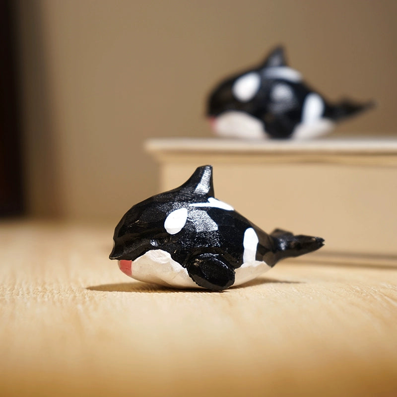 Gohobi Handcrafted Wooden Orca Ornament