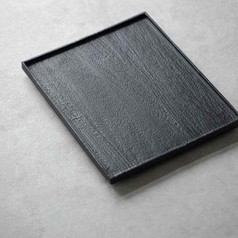 Plateau rectangulaire en bois noir de style japonais Gohobi Wabi-Sabi 005