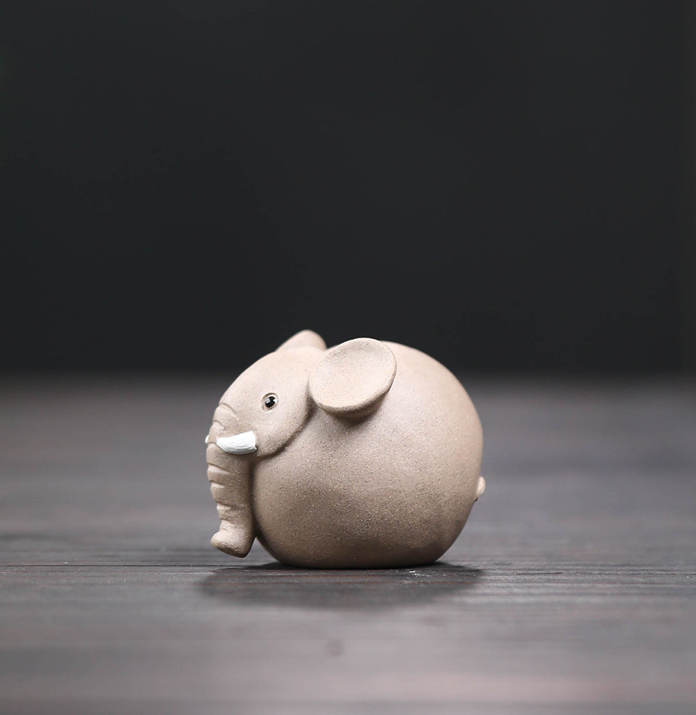 Gohobi fait à la main en céramique YiXing argile ronde éléphant ornement thé animal de compagnie