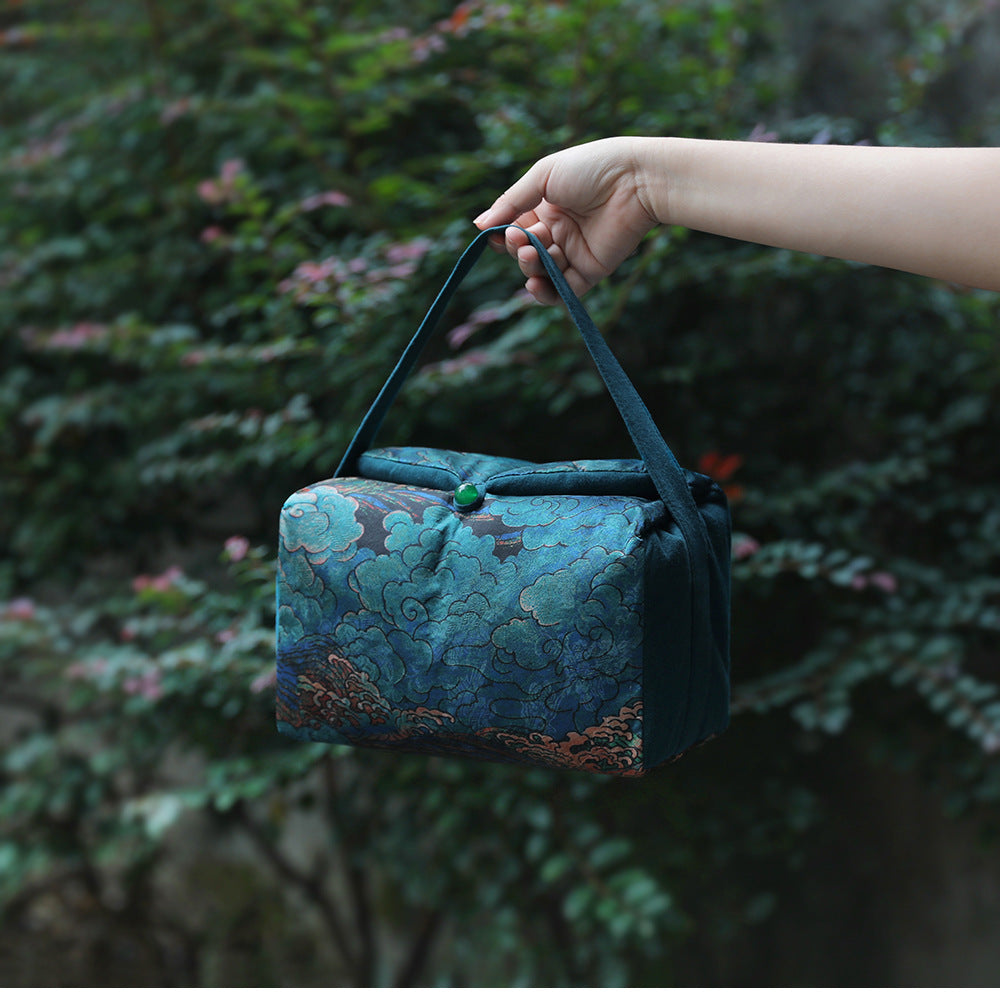 Grand sac de voyage pour le rangement des théières à motif de nuages de Gohobi