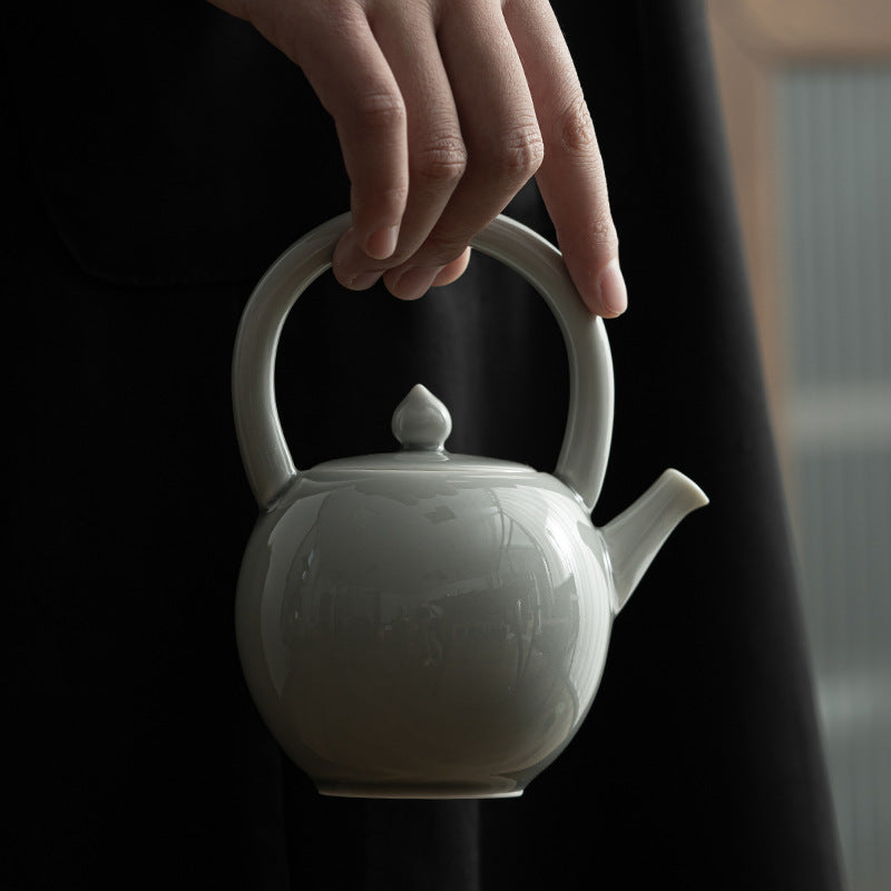 Théière japonaise Gohobi gris glacé et vert 004