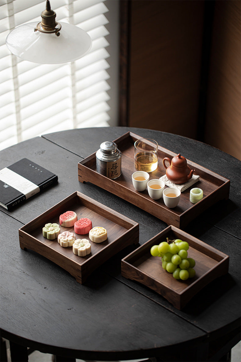 Plateau de service en noyer Wabi-Sabi de style japonais Gohobi 010