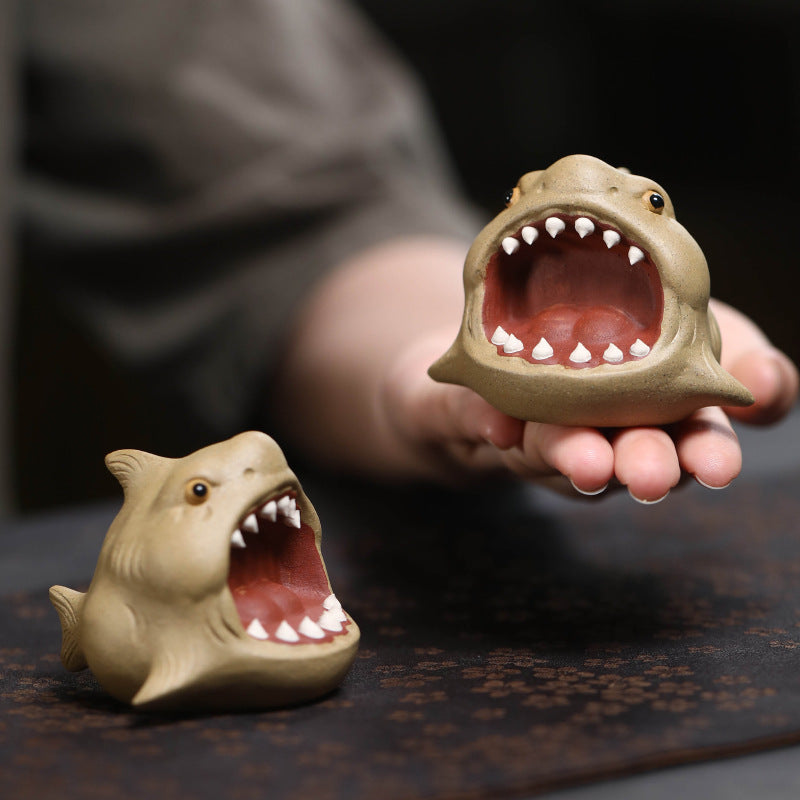 Gohobi Ornement en forme de requin en argile YiXing fait à la main en céramique