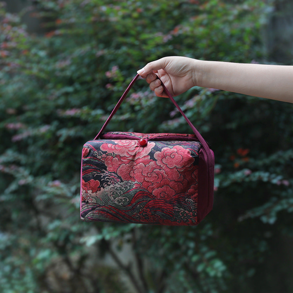 Grand sac de voyage pour le rangement des théières à motif de nuages de Gohobi
