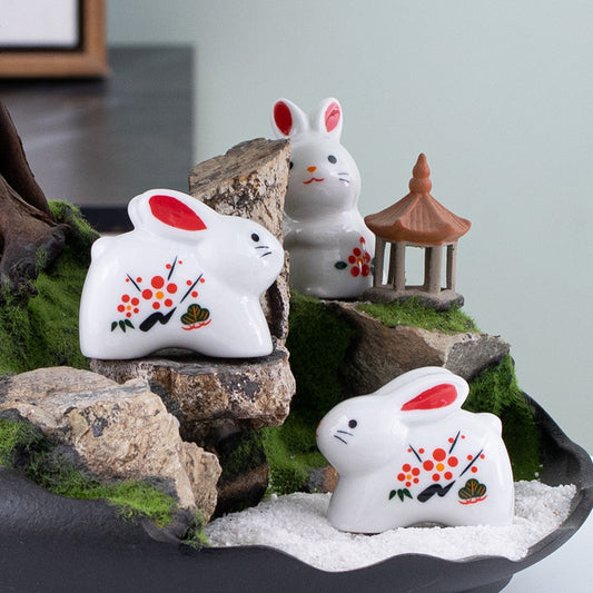 Gohobi Handmade Ceramic White Rabbit Ornament