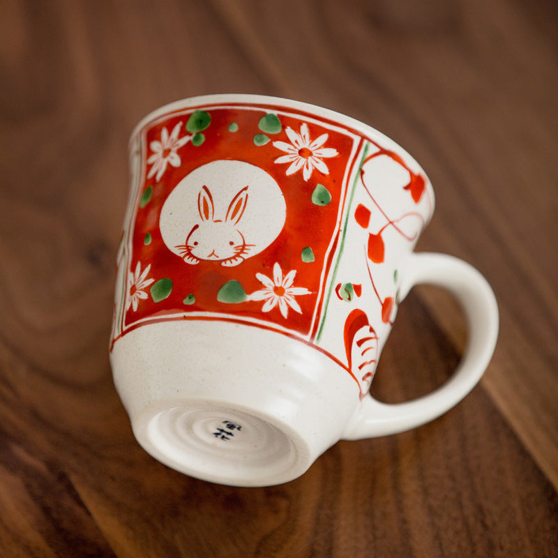 Gohobi Japanese Mino Ware Sakura Rabbit Mug Set