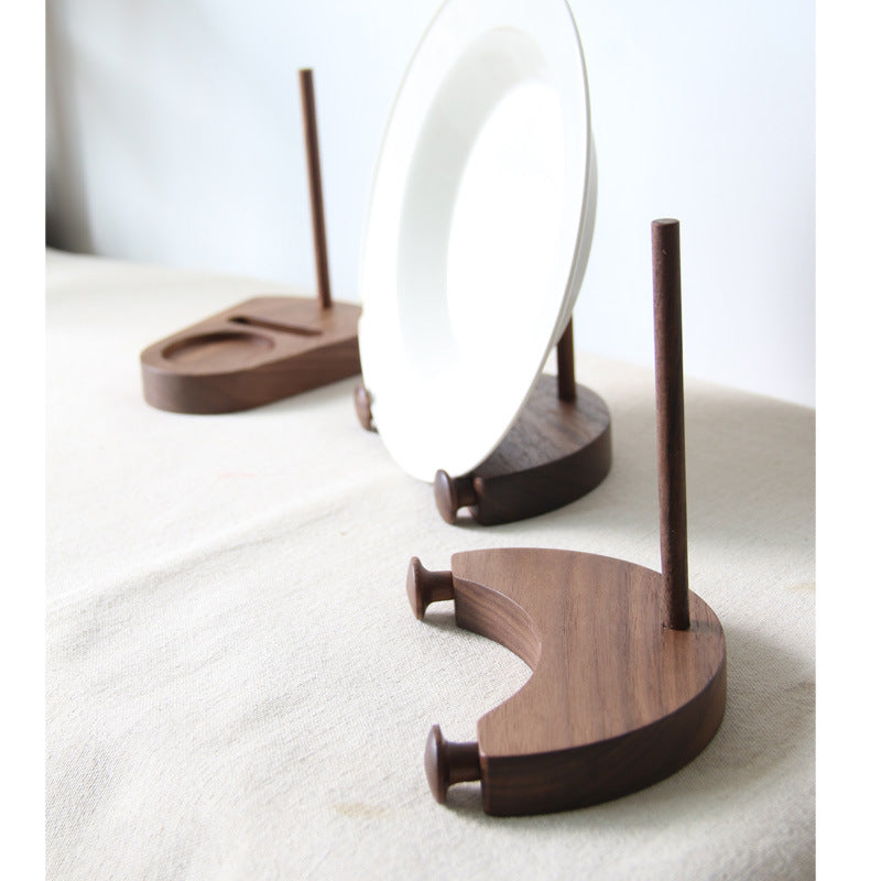 Gohobi Black Walnut Plate Display Rack