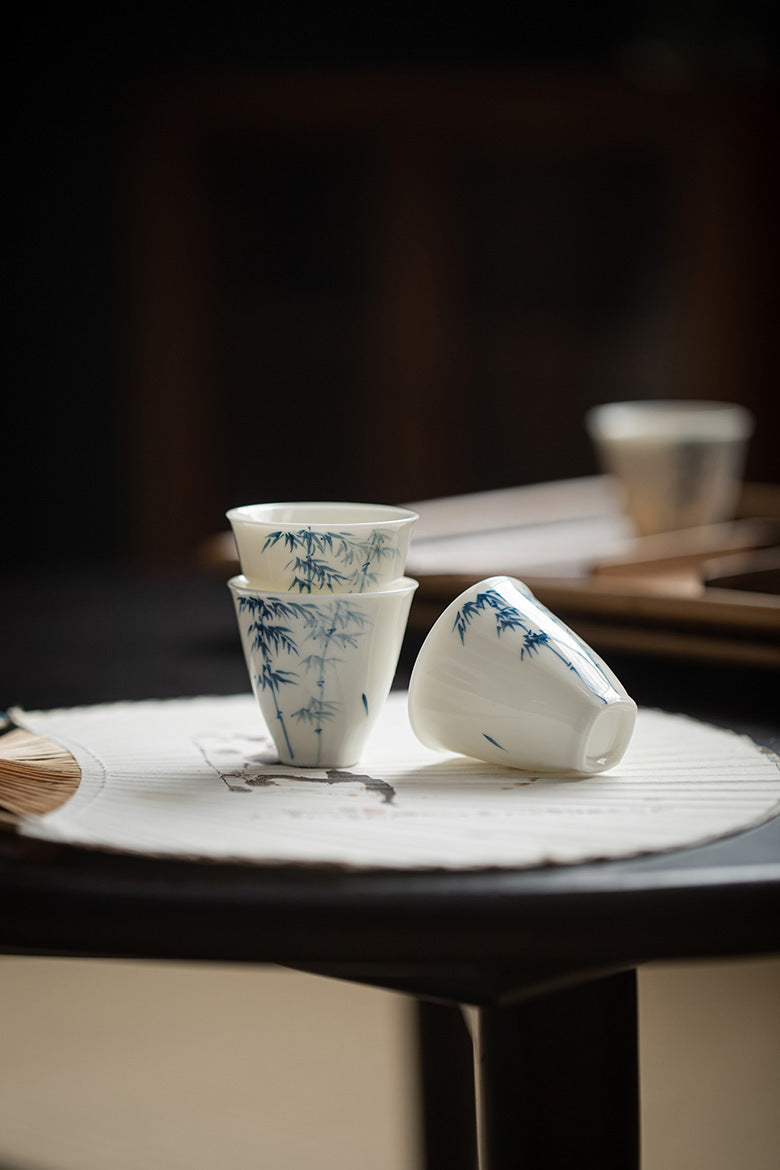 Gohobi Celadon Blue and White Bamboo Teacup