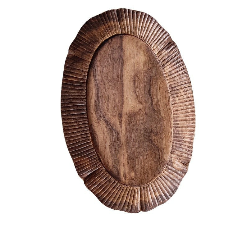 Plateau en noyer fait main Gohobi, motif dentelle 005