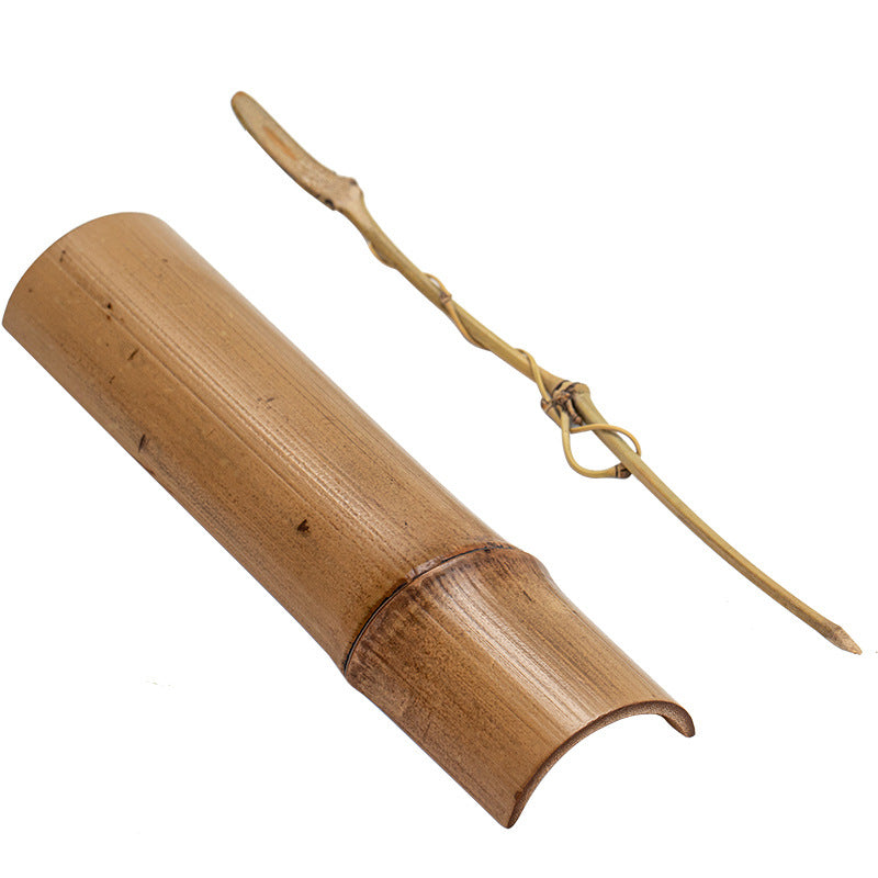 Ensemble de thé rétro en bambou Chaze, ensemble de thé chinois fait à la main, ensemble de cuillères à thé en bambou Chaze, ensemble d'accessoires en trois pièces.