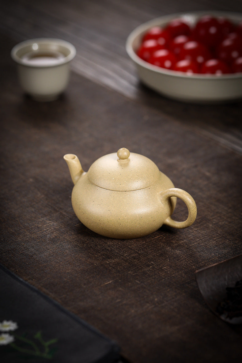 Gohobi Handmade Yixing Green Zisha Clay Junde Teapot – 110ml “Ben Lü” Clay Gongfu Teapot with Inner Push Hole, Thin-Walled Design for Chaozhou Brewing