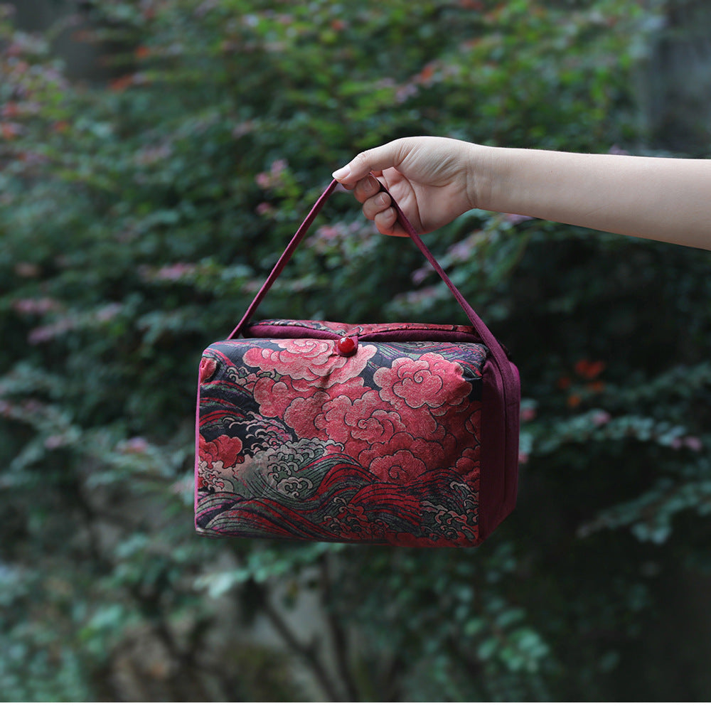 Grand sac de voyage pour le rangement des théières à motif de nuages de Gohobi