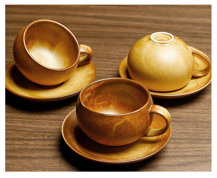 Gohobi Tasse à café japonaise faite à la main avec soucoupe 007