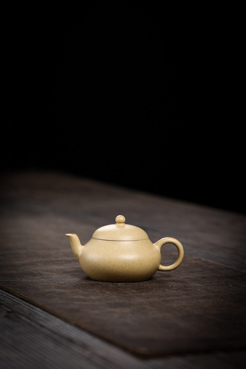 Gohobi Handmade Yixing Green Zisha Clay Junde Teapot – 110ml “Ben Lü” Clay Gongfu Teapot with Inner Push Hole, Thin-Walled Design for Chaozhou Brewing