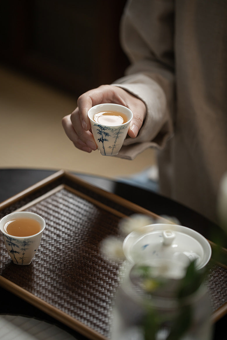 Gohobi Celadon Blue and White Bamboo Teacup