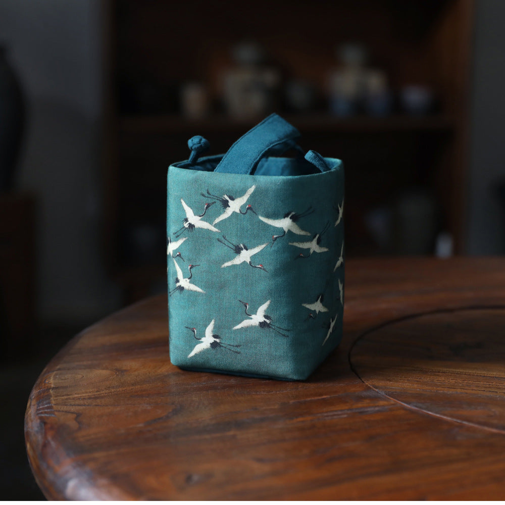Gohobi Birds Mountains Rivers Teaware Storage Travel Bag (Handle Version) Shifuku