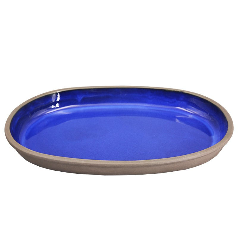 Gohobi Extra Large Oval Ikebana Bowl – Japanese Ceramic Flower Arrangement Vessel