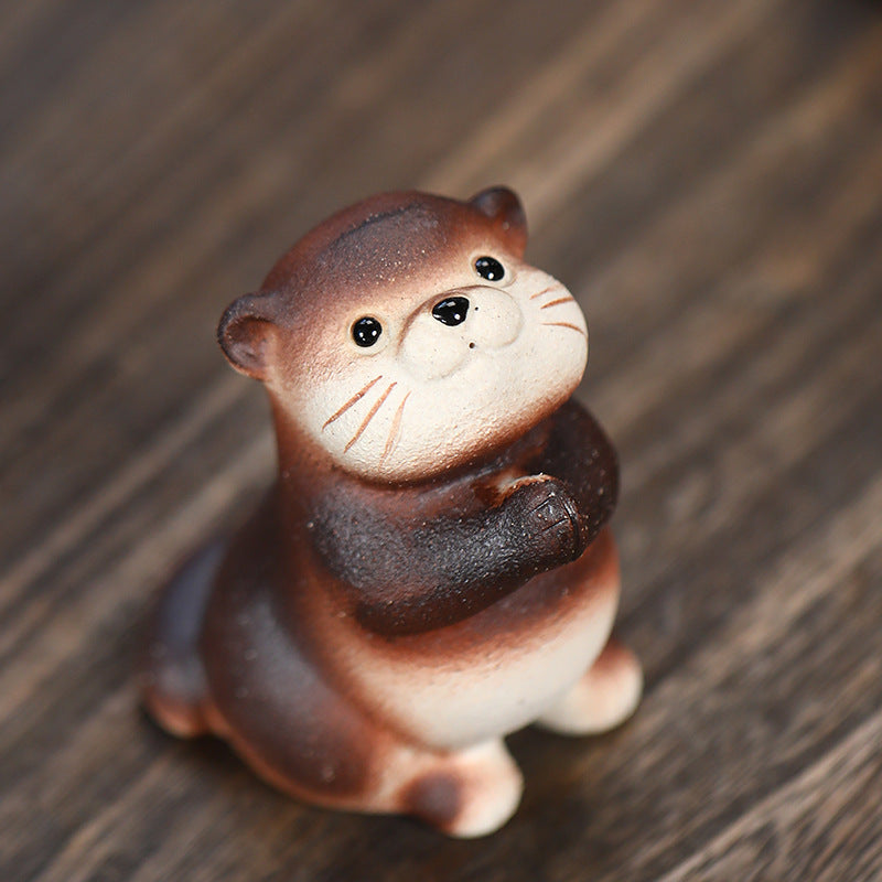 Ornement de loutre en argile de YiXing en céramique fait main Gohobi pour animaux de compagnie