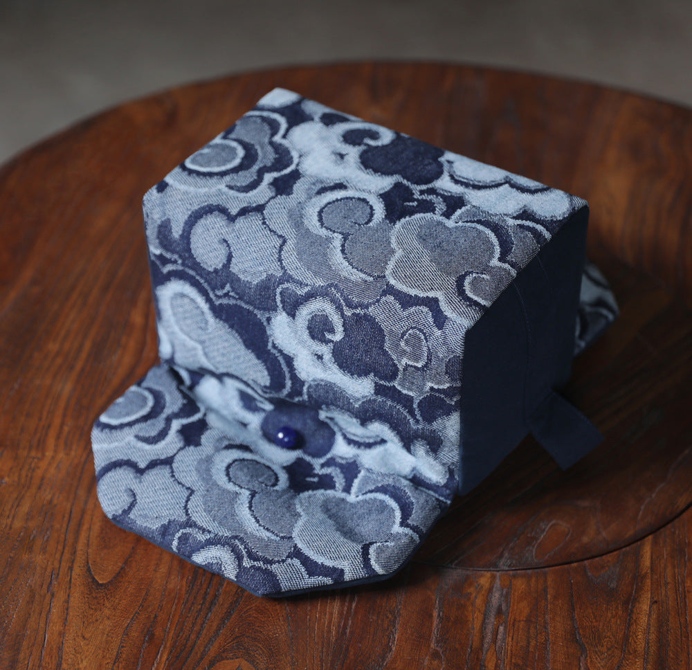 Gohobi Large Blue Wave Pattern Teaware Storage Travel Bag Shifuku