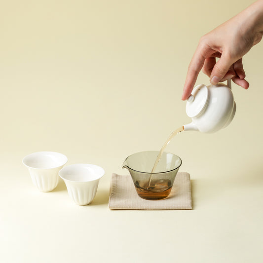 Gohobi White Porcelain Pumpkin Travel Tea Set