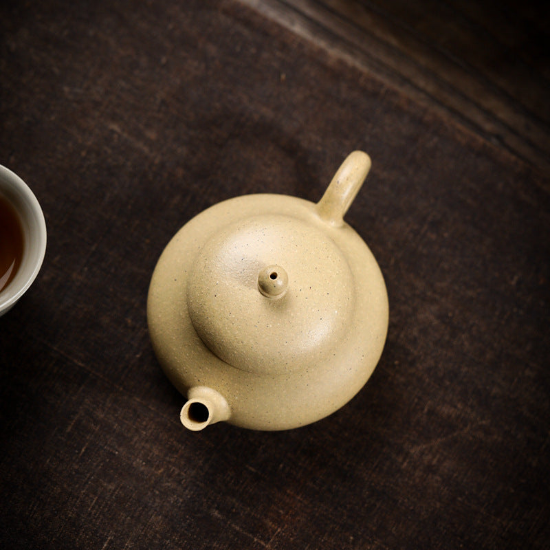 Gohobi Handmade Yixing Green Zisha Clay Junde Teapot – 110ml “Ben Lü” Clay Gongfu Teapot with Inner Push Hole, Thin-Walled Design for Chaozhou Brewing