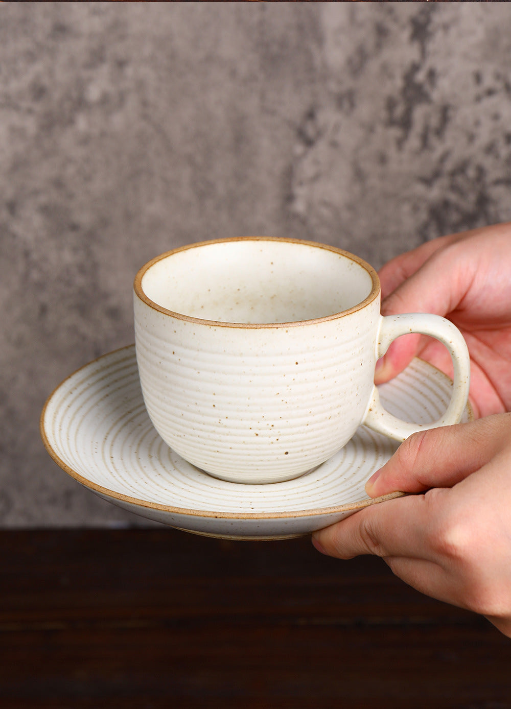 Ensemble tasse à café et soucoupe en grès japonais vintage fait main Gohobi