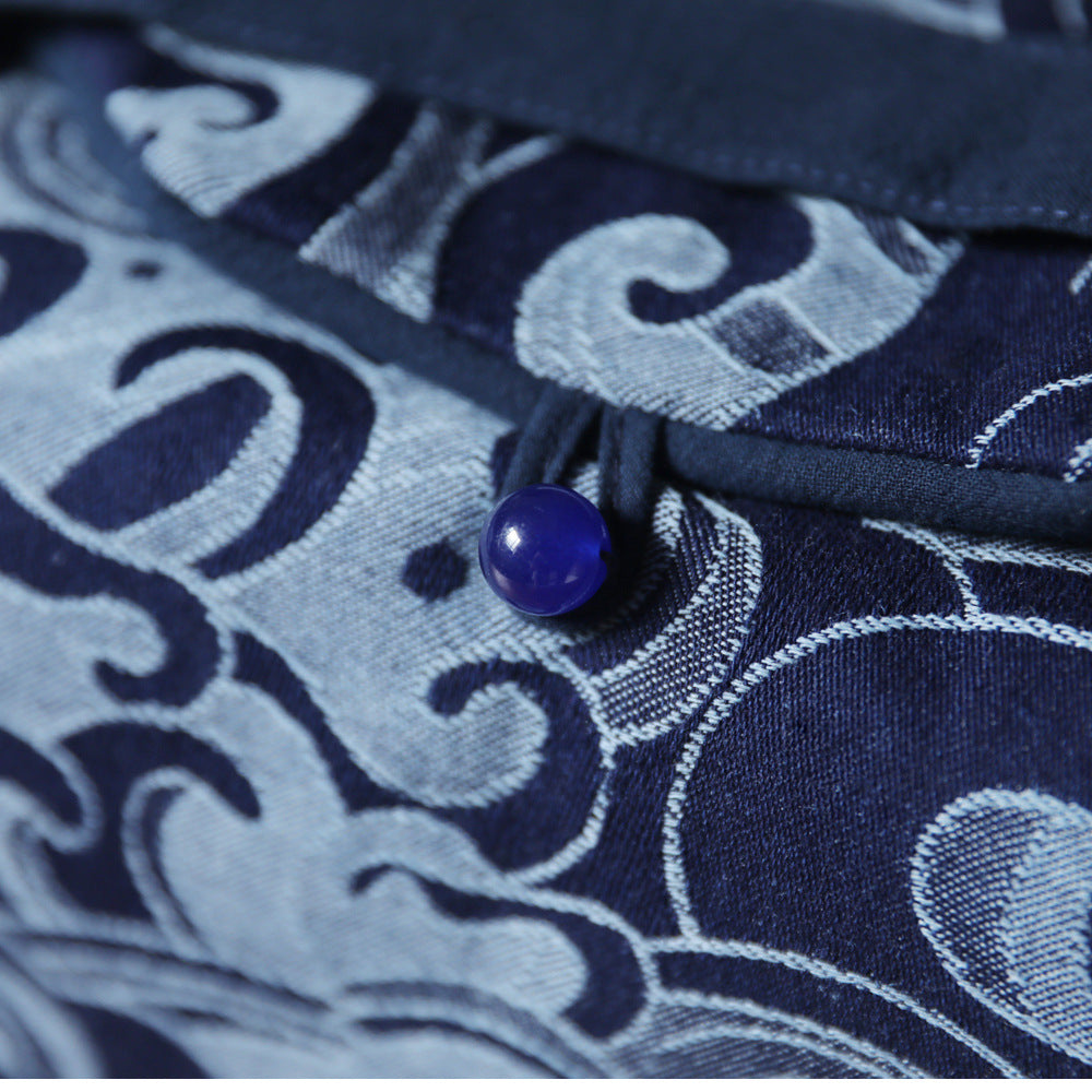 Gohobi Large Blue Wave Pattern Teaware Storage Travel Bag Shifuku