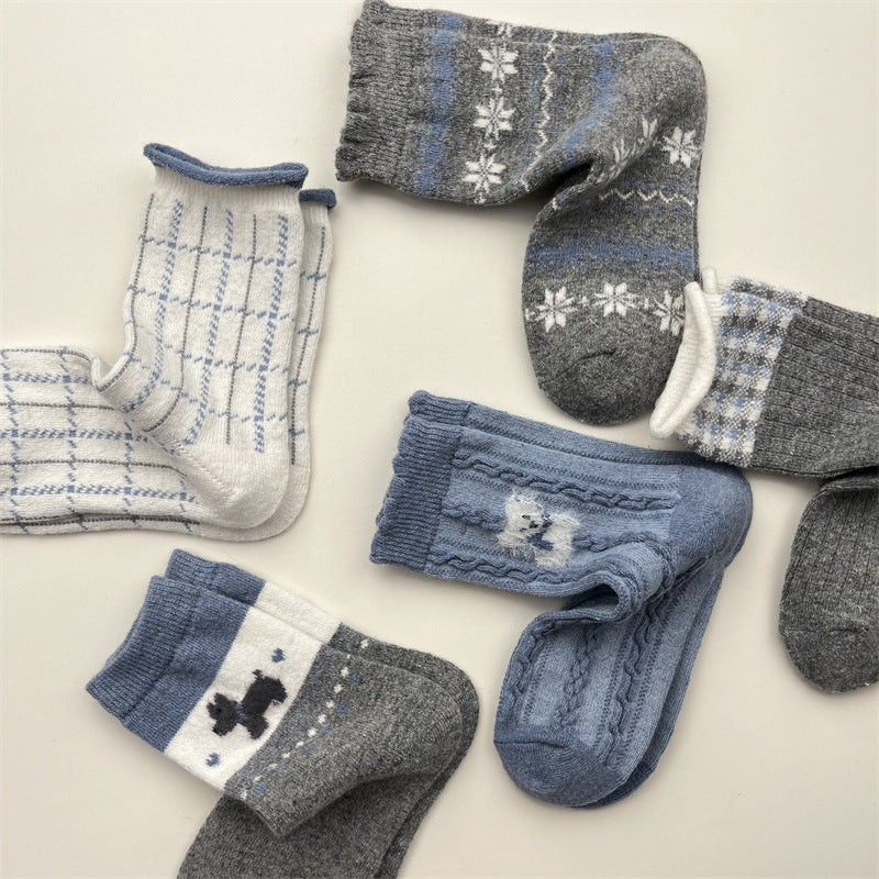 Gohobi Blue-Grey Puppy Women Socks