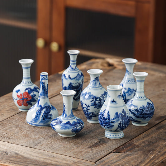 Gohobi Hand-painted Blue and White Porcelain Vase (Water and Mountains)