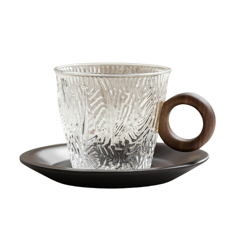Gohobi Japanese Glass Coffee Cup with Saucer 006