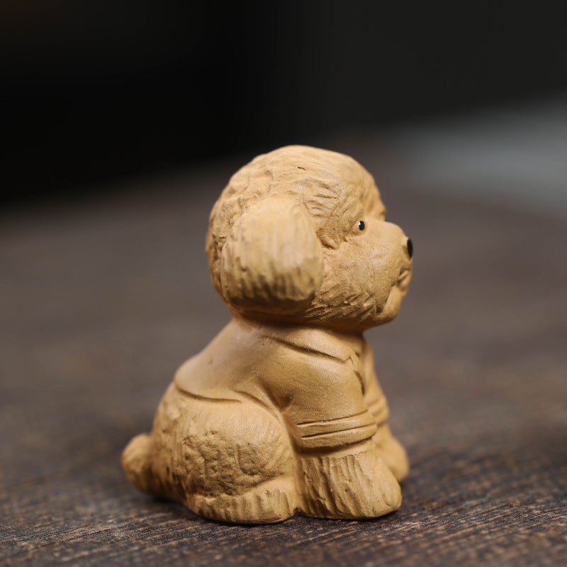 Ornement en forme de chien en peluche en argile YiXing fait à la main en céramique Gohobi