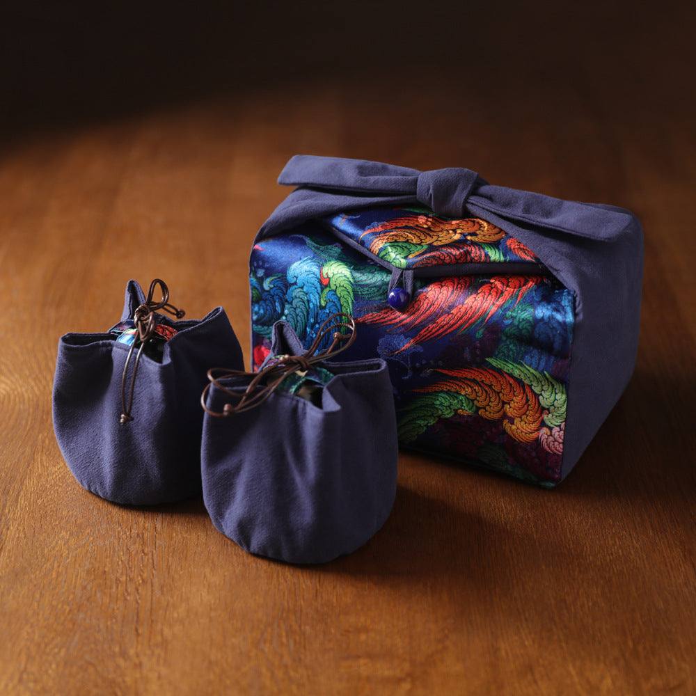 Gohobi Large Colourful Silk Teaware Storage Travel Bag Shifuku