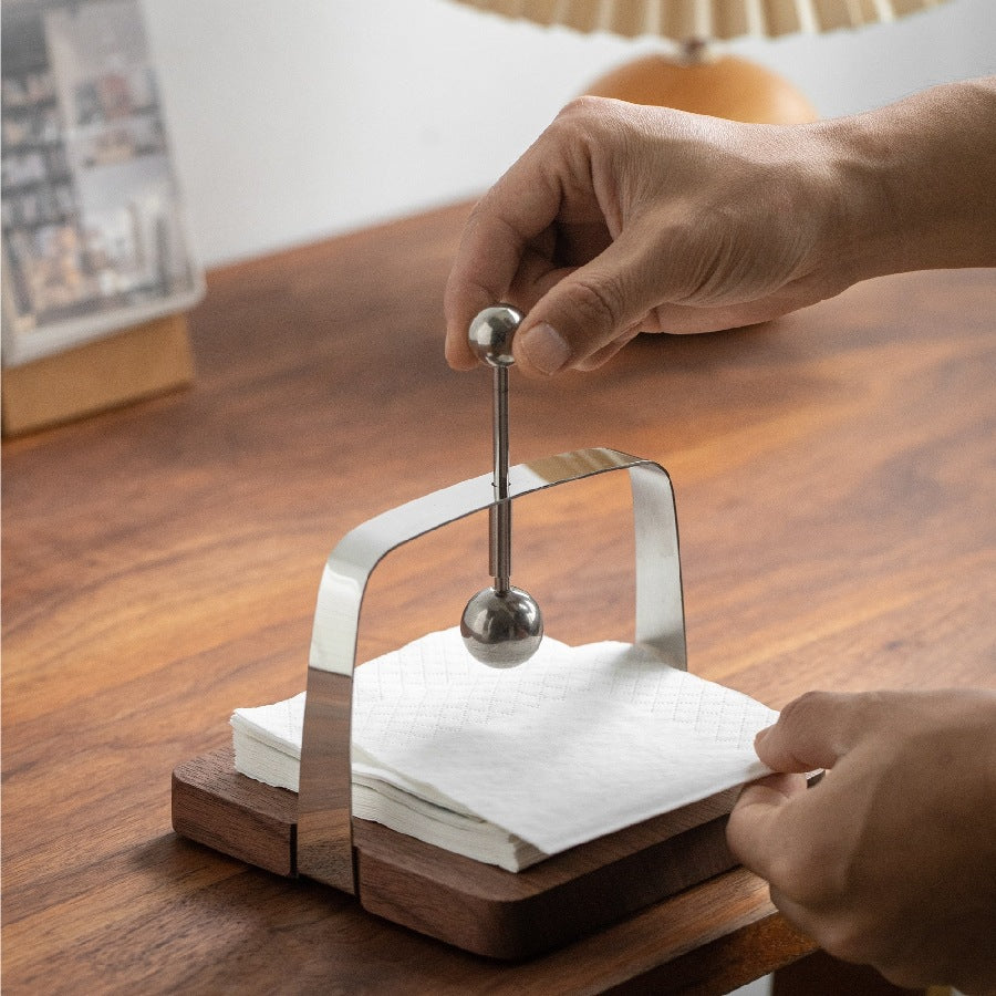 Gohobi Premium Solid Wood & Stainless Steel Tissue Holder