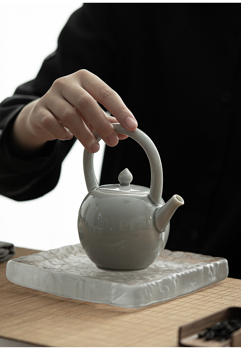 Théière japonaise Gohobi gris glacé et vert 004