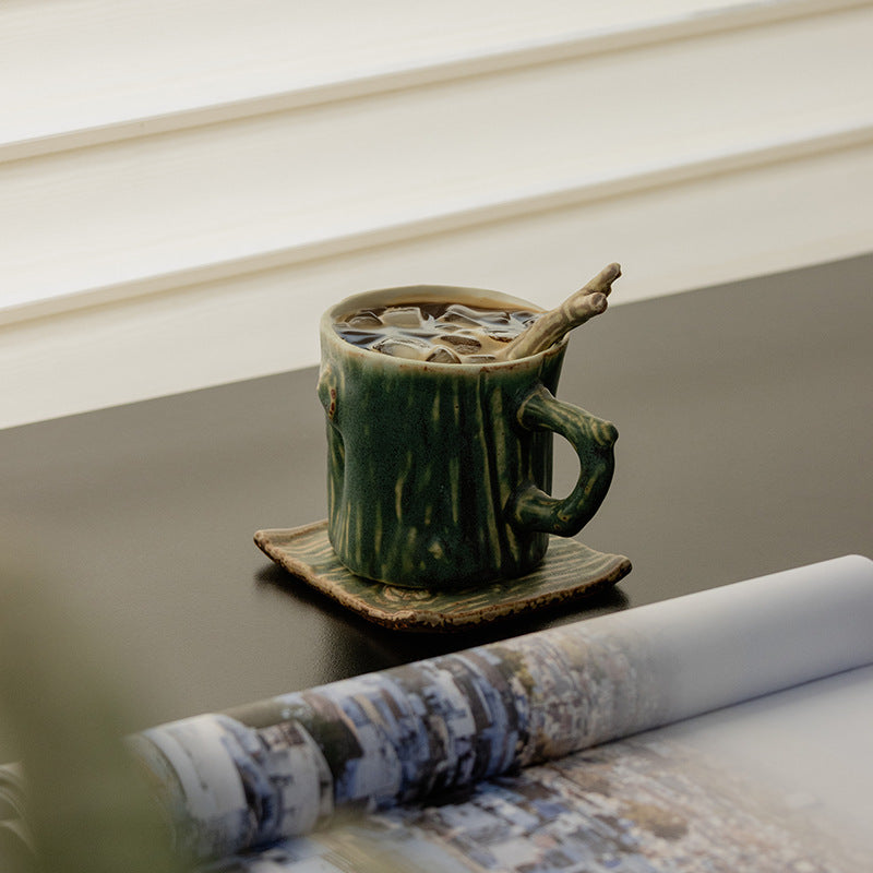 Gohobi Rustic Ceramic Coffee Cup & Saucer Set