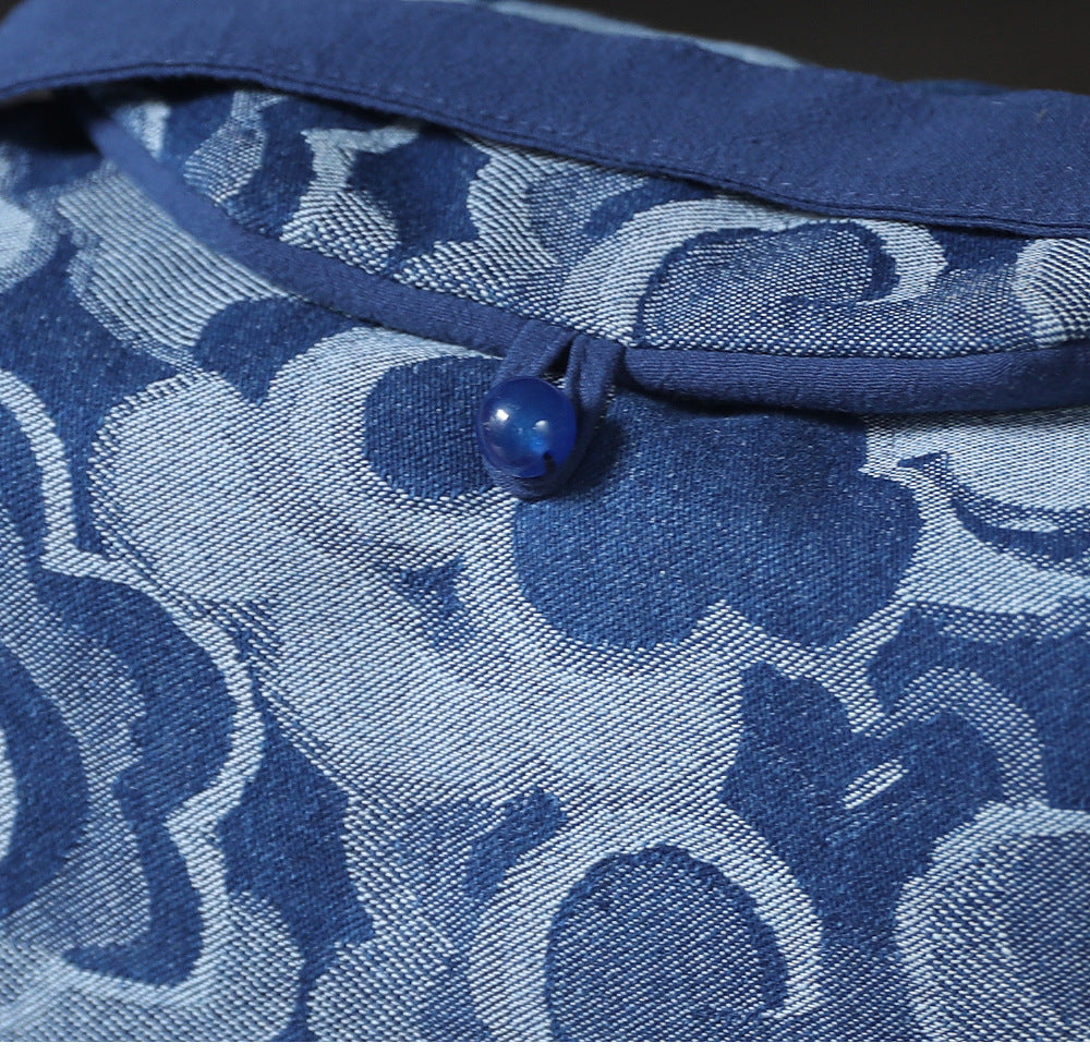 Gohobi Large Blue Wave Pattern Teaware Storage Travel Bag Shifuku