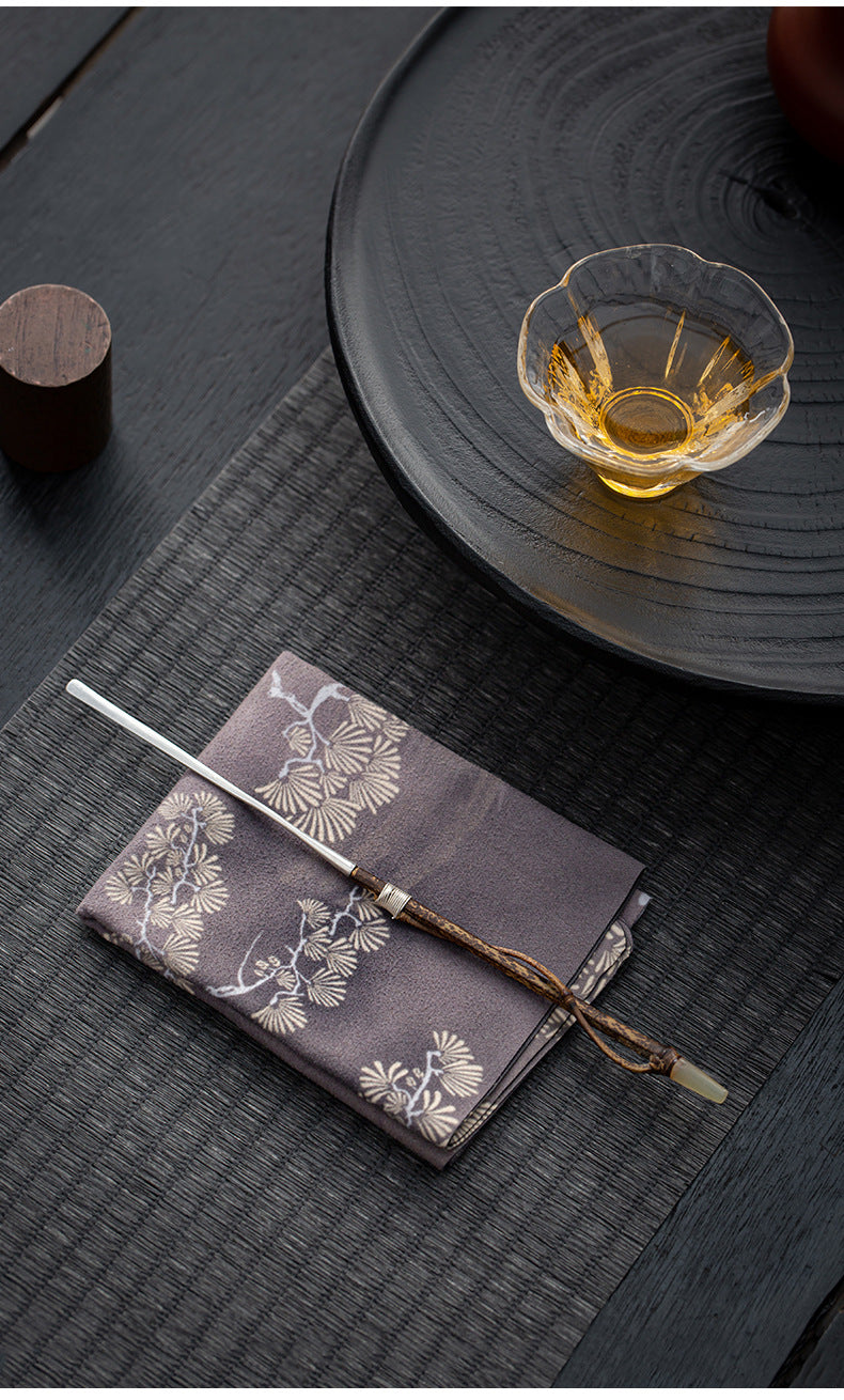 Gohobi Handcrafted Silver Bamboo Tea Scoop