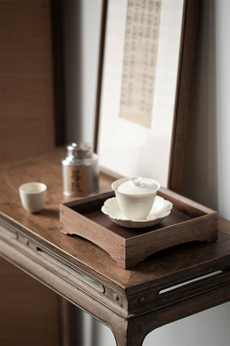 Plateau de service en noyer Wabi-Sabi de style japonais Gohobi 010