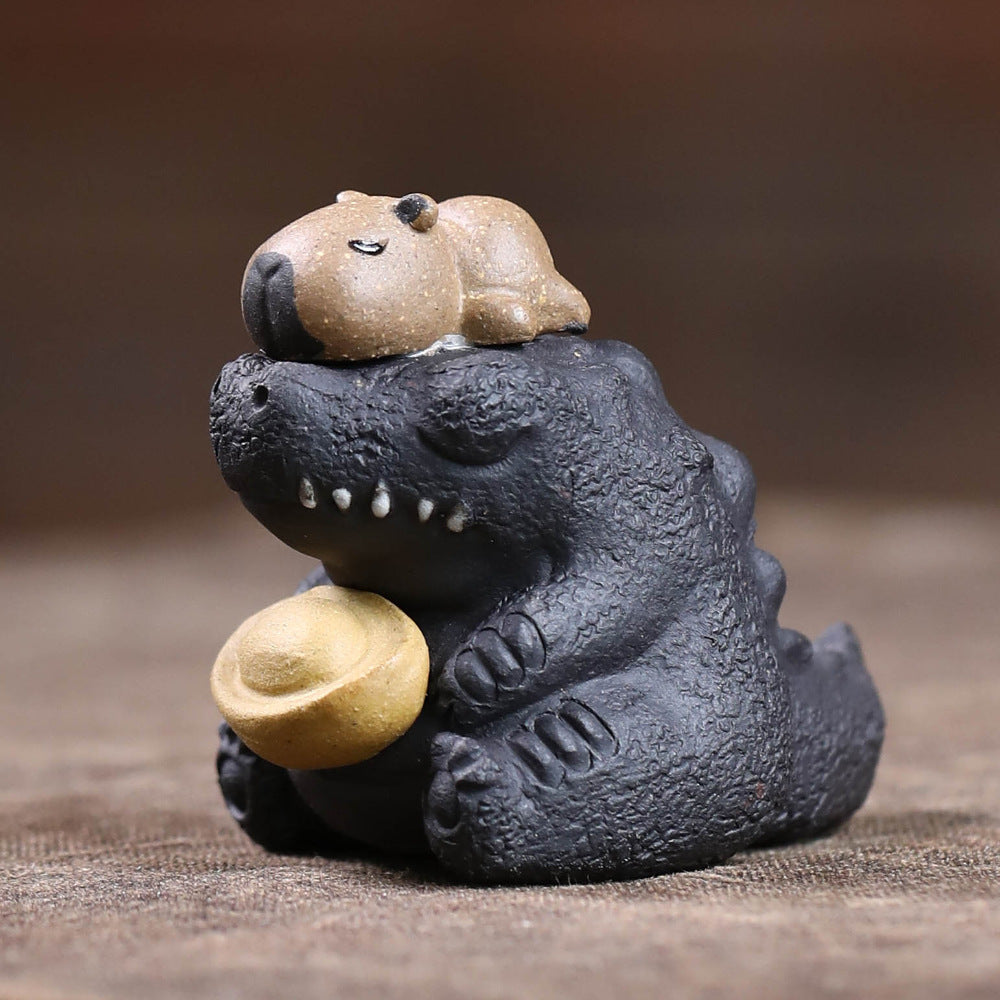 Gohobi Zisha Capybara & Crocodile Tea Pet Figurine